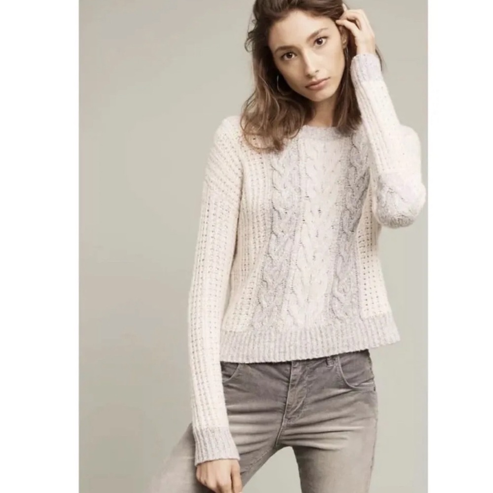 Sleeping on Snow Anthropologie Cable Knit Sweater Size Large